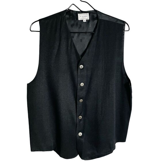 Lazio Como Italy Vest Waistcoat Mens M Black Silver Buttons Formal Western Aztec - Picture 1 of 6